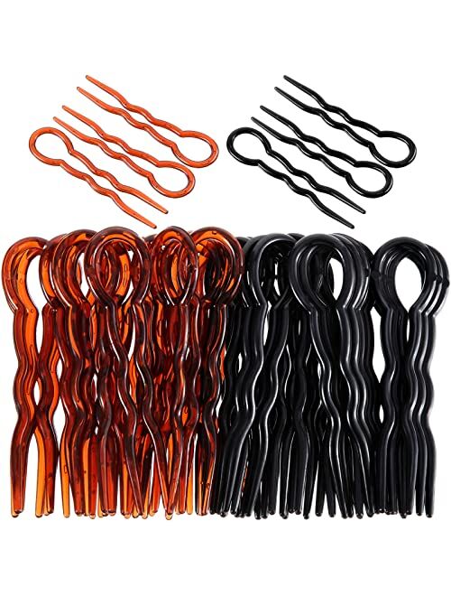 WILLBOND 48 Pieces Plastic U Shaped Hair Pins Lady Style Grip Hair Pins Fast Spiral Hair Grip for Women Girls Hairstyle Accessories