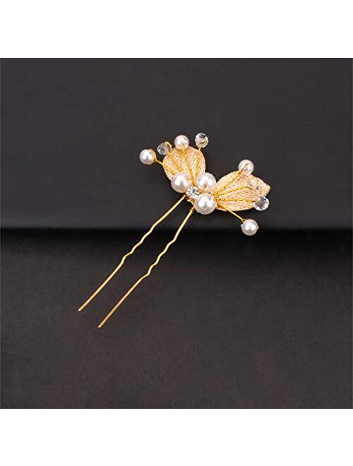 inSowni 28 Pack Wedding Bridal Hair Side Combs+U Shaped Hair Pins Clips Pieces Accessories Rhinestone Pearl Flower Gold for Women Girls Brides