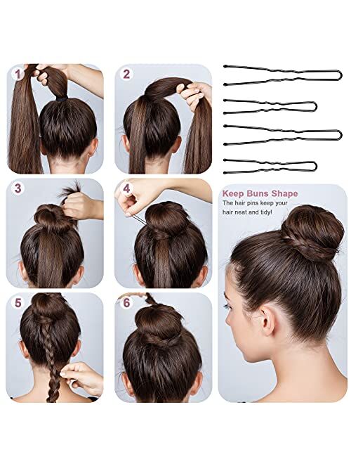 220pcs U Shaped Hair Pins, BEIAKE Black Bun Hair Pins for Kids, Girls and Women, Bobby Pins for All Hair Types (2IN & 2.4IN)
