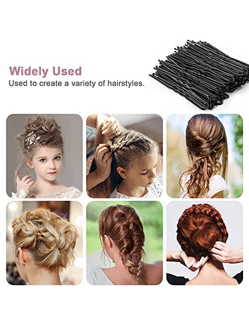220pcs U Shaped Hair Pins, BEIAKE Black Bun Hair Pins for Kids, Girls and Women, Bobby Pins for All Hair Types (2IN & 2.4IN)