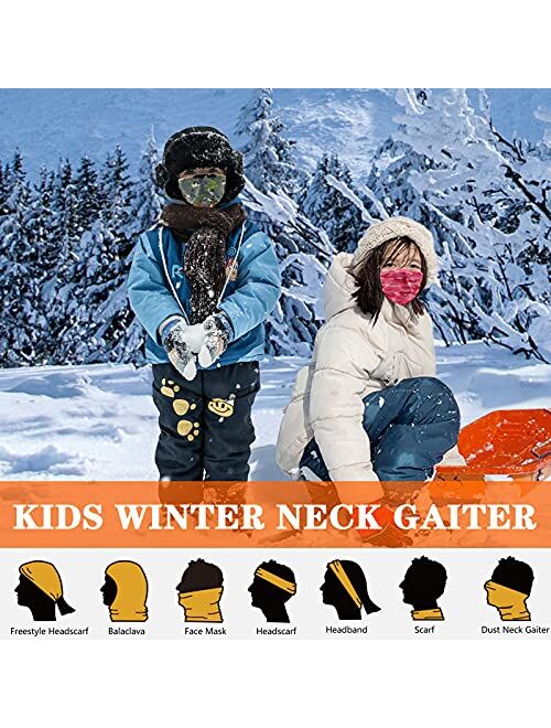 Outrip Kids Ski Mask Fleece Neck Gaiter Warmer Winter Face Cover Scarf Balaclava for 3-14 Years Boys Girls Adjustable
