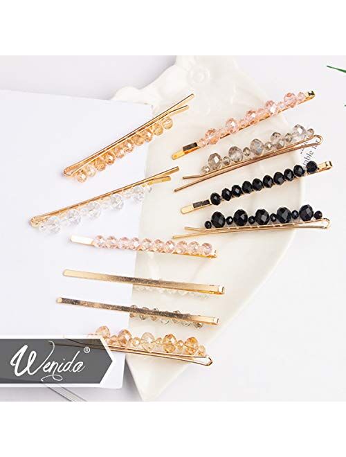 Hair Clips Wenida 10 Pieces Fashion Crystal Metal Hair Pins Barrettes Bobby Pins Decorative Hair Styling for Women Girls