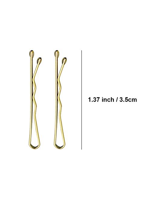 MAORULU Mini Bobby Pins Blonde with Cute Case, 200 CT 1.38 Inch Small Hair Bobby Pins for Buns, Premium Gold Hair Pins for Kids, Girls and Women, Great for All Hair Types