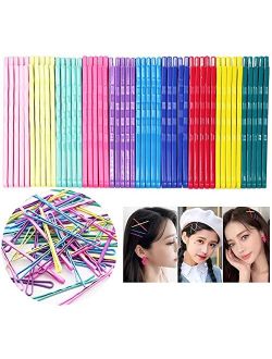 JCHDWSGUO Colored Hair Bobby Pins, 150 Count Hair Clips, Premium Hair Pins for Kids, Girls and Women, Great for All Hair Types, 2.16 Inches (Multi-color)