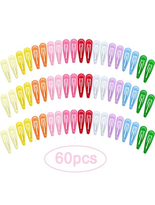 60Pcs Snap Hair Clips for Girls, Gingbiss 2 inch Silicone Coating Colorful Metal Hair Barrettes with Storage Case for Women Girls Kids, No Slip Hair Accessories for Hair,