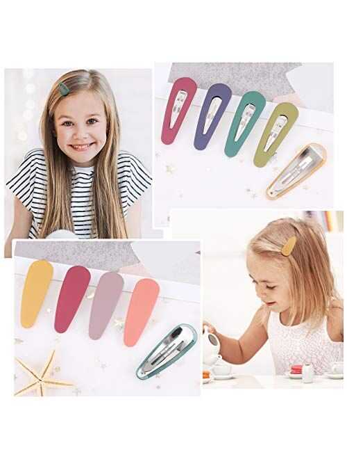 Boobeen 20 Pack Hair Clips - Acrylic Metal Snap Hair Clips for Women -Matte Hair Barrettes for Girls - Hairpins Fashion Accessories for Kids Teens Girls