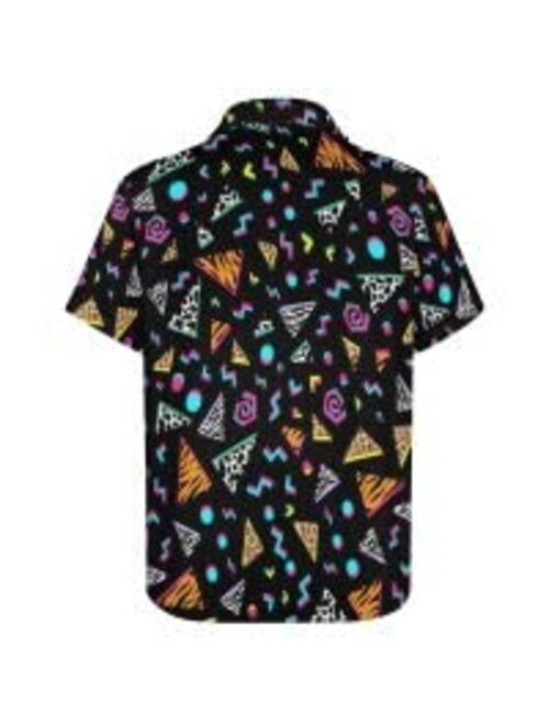 HUGLAZY Memphis Shirts Vintage Button Up Shirt Retro Hawaiian Hawaiian Shirt