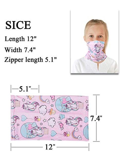 Gropecan Neck Gaiter With Filters For Girl, Magical Multi Funtion, Bandana, Half Face Protective Balaclava Masks, Kids Headwear, Toddler Headbands, Infinity Scarf