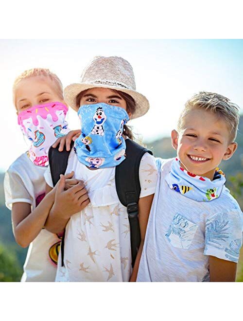 CIKIShield 9Pcs Children Adjustable Neck Gaiter Bandanas Kids Face Mask Scarf Balaclavas Wind UV Protection