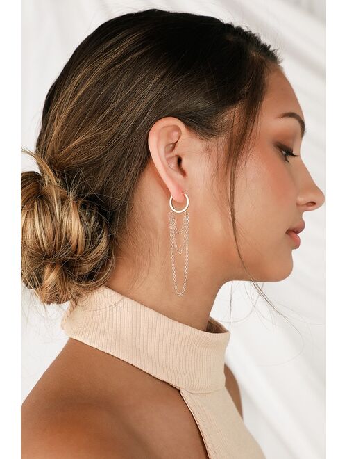 Lulus Zoe Gold Mini Chain Hoop Earrings