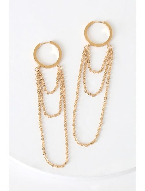 Lulus Zoe Gold Mini Chain Hoop Earrings