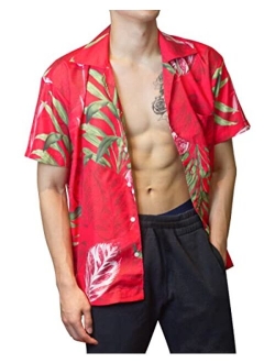 SIAMKICK Men’s Hawaiian Summer Tropical Beach Aloha Shirt, Casual Short Sleeve Floral Vacation Button Down Shirts for Men