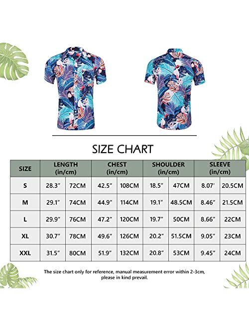 CALUOMATT Mens Hawaiian Tropical Shirts Short Floral Buttton Down Shirts Beach Aloha Shirt Casual Summer Flower