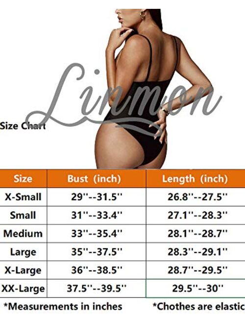 LINMON Women's Spaghetti Strap Bodysuit Tops Scoop Neck Sleeveless One Piece Camisoles Jumpsuit Leotard