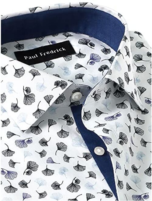 Paul Fredrick Men's Classic Fit Non-Iron Cotton Leaf Print Dress Shirt