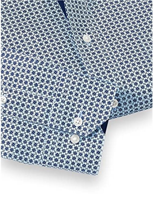 Paul Fredrick Men's Classic Fit Non-Iron Cotton Diamond Print Dress Shirt