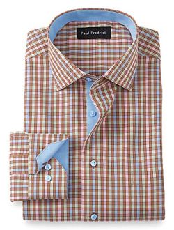 Paul Fredrick Men's Tailored Fit Non-Iron Cotton Gingham Check Dress Shirt
