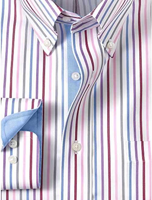 Paul Fredrick Men's Classic Fit Non-Iron Cotton Blend Stripe Dress Shirt