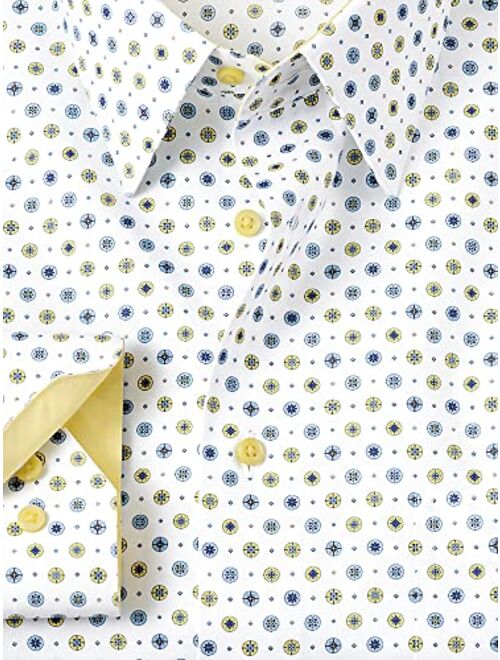 Paul Fredrick Men's Classic Fit Non-Iron Cotton Geometric Dress Shirt