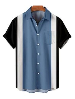 Deer Lady Hawaiian Bowling Shirts for Men Short Sleeve Button Down Shirt Casual Beach Summer Shirts