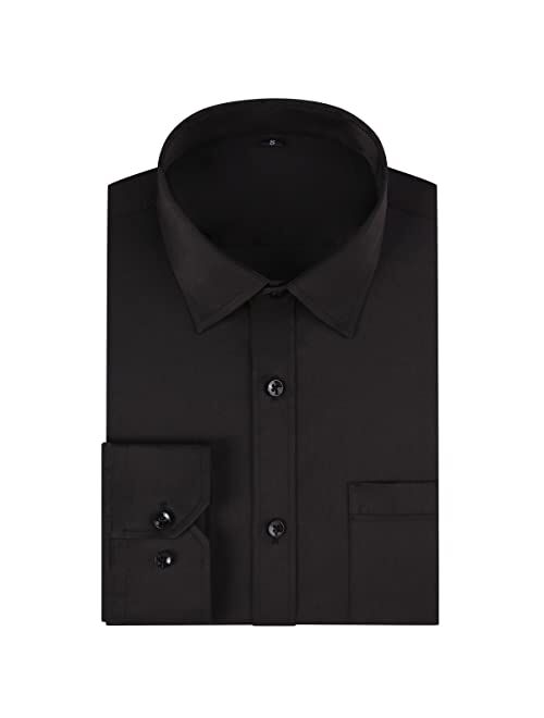 corfty Men Long Sleeve Dress Shirt - Regular Fit Stretch Free-Wrinkle Button Down Shirt