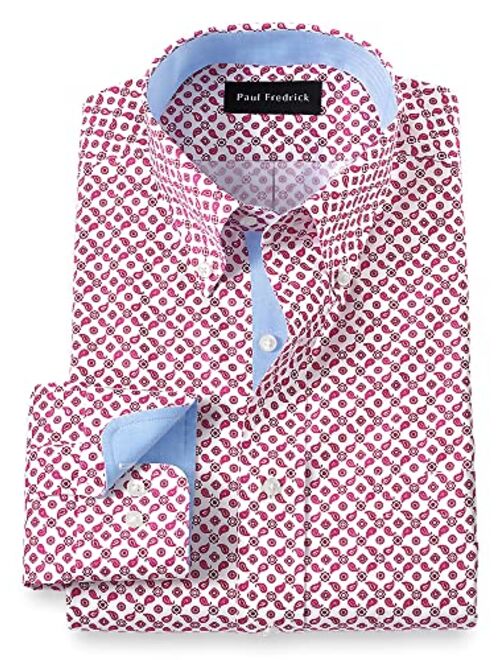 Paul Fredrick Men's Classic Fit Non-Iron Cotton Blend Paisley Dress Shirt