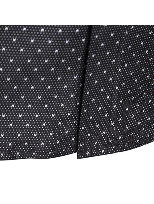 Moxiu Men's Button Down Shirts Long Sleeve Non-Iron Dress Shirt Spread Collar Printed Business Formal Shirt for Men