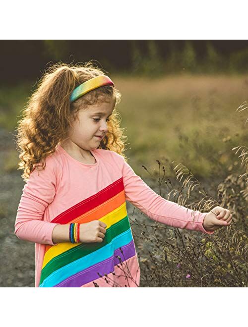 FROG SAC 2 PCS Tie Dye Padded Headbands for Girls, Wide Velvet Headband for Kids, Thick Puffy VSCO Head Band, Cute Little Girl Fashion Hair Accessories, Colorful Rainbow 