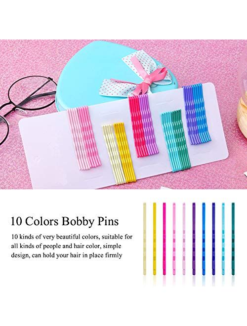 KCHIES Decorative Bobby Pins Colorful for Women Girls Multi Colored Metallic Barrettes Bobbie Styling Hair Clips Accessories HerValentine's Xmas Day Birthday Gift Set 50 