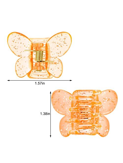 WILLBOND 24 Pieces Mini Butterfly Hair Clips for Girls Women Butterfly Hair Claw Clips Toddler Girls Hair Y2k Accessories 90s Girls Glitter Colorful Butterfly Small Cute 