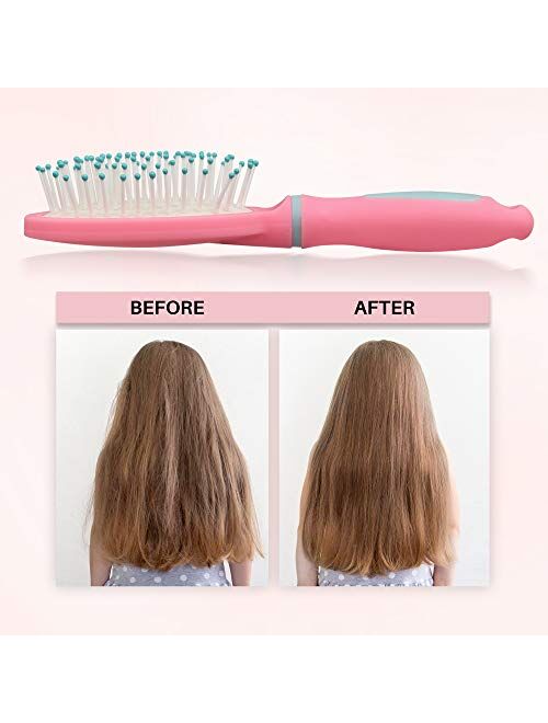 GLAMMIE Hair Brushes for kid, Hair Comb for girl and Paddle Brush, Great On Wet or Dry Hair, No More Tangle Hair Brush Set for Straight Long Thick Curly Natural Hair