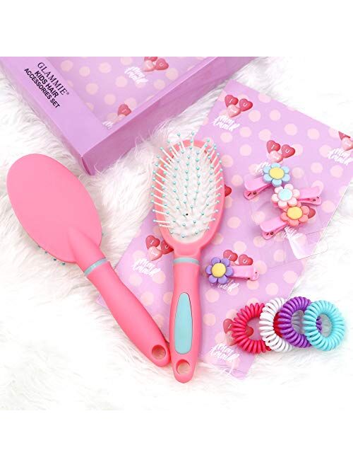 GLAMMIE Hair Brushes for kid, Hair Comb for girl and Paddle Brush, Great On Wet or Dry Hair, No More Tangle Hair Brush Set for Straight Long Thick Curly Natural Hair