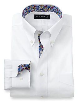 Paul Fredrick Men's Tailored Fit Non-Iron Cotton Solid Dress Shirt