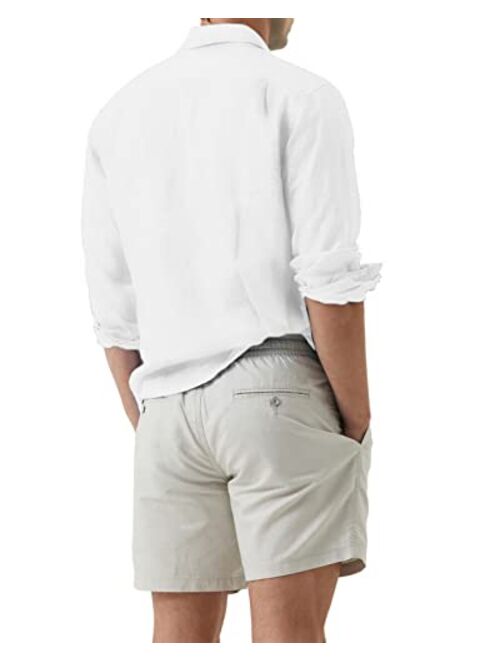 JMIERR Men's Cotton Linen Casual Button Down Shirt Long Sleeve Dress Shirts