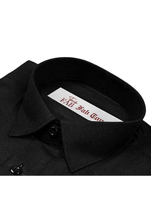 Fab Touch Men's Dress Shirt Regular Fit Poplin Solid
