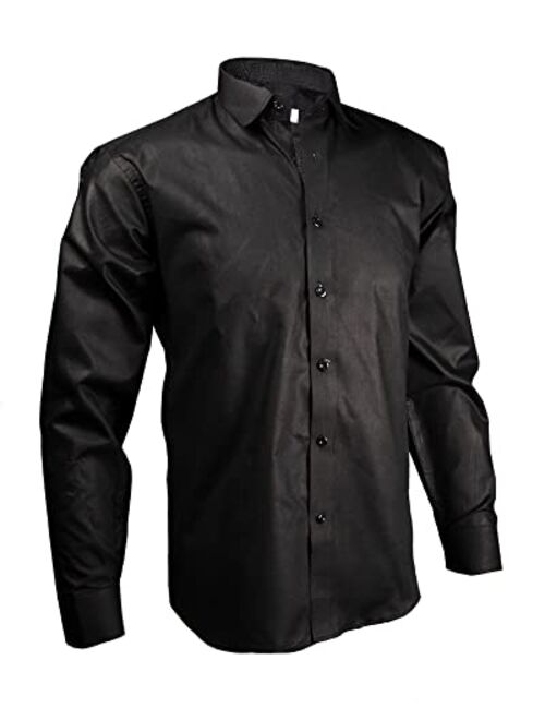 Fab Touch Men's Dress Shirt Regular Fit Poplin Solid