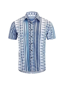 GRTXIN Men's Hawaiian Shirts Short Sleeve Aloha Casual Button Down Beach Shirts Regular Fit