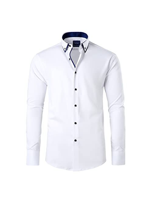Buy Gollnwe Men’s Bamboo Stretch Long Sleeve Button Down Dress Shirt ...
