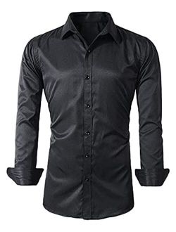 Ccbsts Mens Dress Shirts Long Sleeve Solid Stretch Regular Classic Fit Button Down Shirt