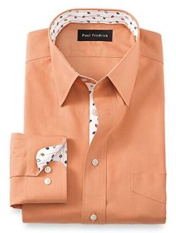 Paul Fredrick Men's Classic Fit Non-Iron Cotton Solid Dress Shirt