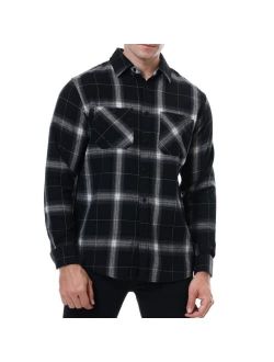 Ezmine Mens Flannel Shirts Long Sleeve Casual Button Down Flannel Plaid Shirts for Men Camp Hiking