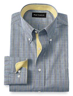 Paul Fredrick Men's Classic Fit Non-Iron Cotton Glen Plaid Dress Shirt