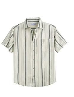 COEVALS CLUB Mens Linen Cotton Casual Button Down Lightweight Business Beach Summer Short Sleeve Shirts