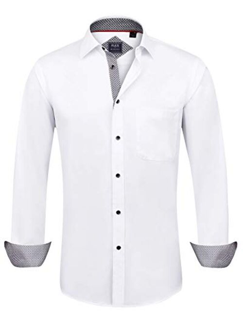 Alimens & Gentle Men's Dress Shirts Long Sleeve Wrinkle-Resistant Casual Button Down Shirt