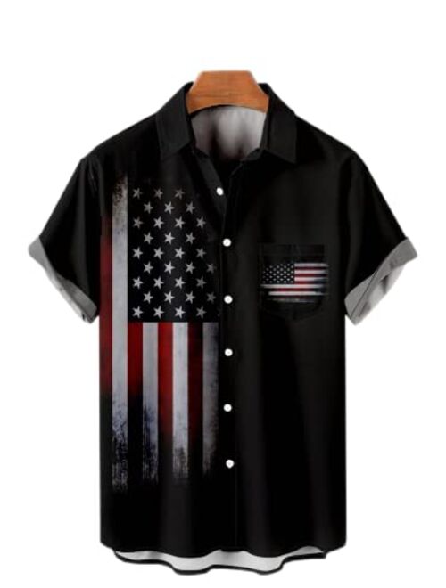 Ecosunny Hawaiian Bowling Shirts for Men Short Sleeve Printed Regular Fit Summer Beach Casual Button Down Aloha Shirts