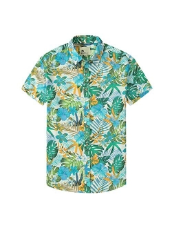PRIUMPH Hawaiian Shirt for Men Short Sleeve Regular Fit Summer Casual Button Down Beach Shirts