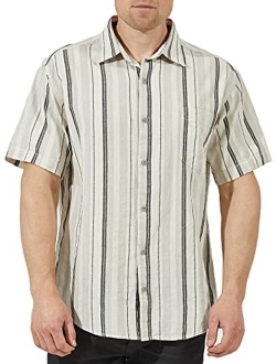 COEVALS CLUB Men's Casual Linen Cotton Button Down Spread Collar Short Sleeve Summer Beach Shirts