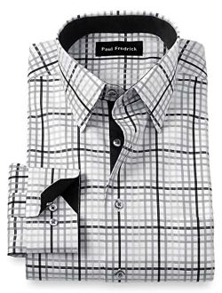 Paul Fredrick Men's Classic Fit Non-Iron Cotton Check Dress Shirt