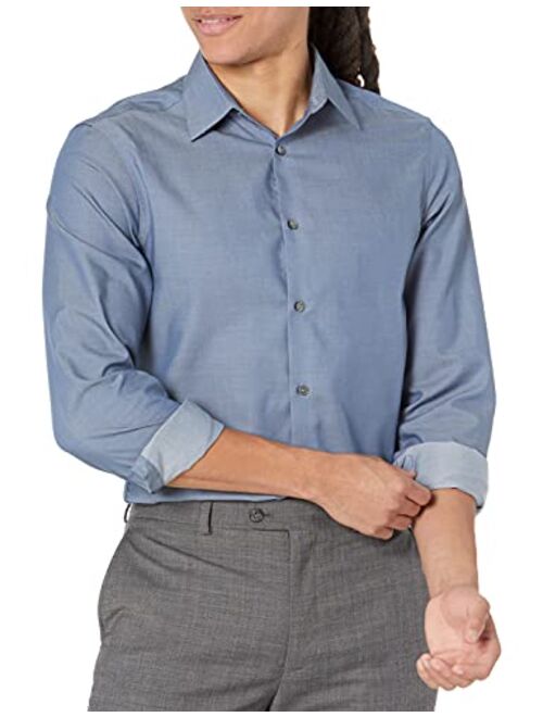 Calvin Klein Men's Dress Shirt Slim Fit Non-iron Herringbone
