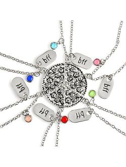SIVITE Best Friend Pizza Pendant Necklace with Crystal Charm BFF Friendship Necklace Set for Friends Gift Unisex